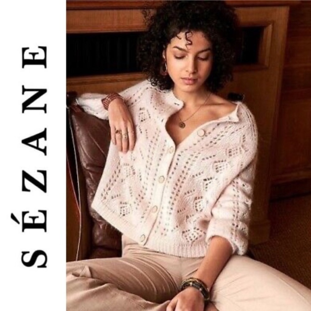Sézane Cream Knit Cardigan